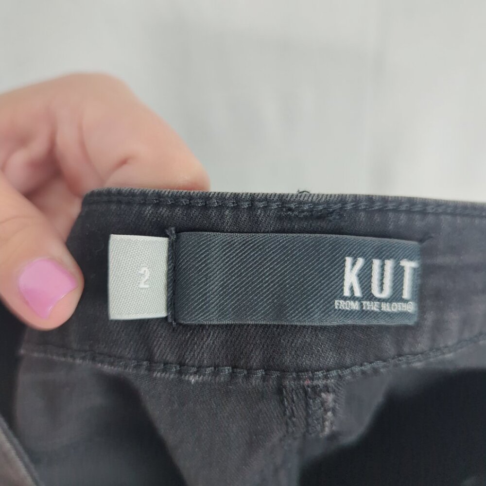 KUT Black Skinny Jeans 2 Connie Distressed Stretch Ankle NWT - Picture 7 of 9